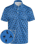 Golf Polo Shirts for Men Funny Print Short Sleeve Golf Shirts Performance Golf Polos