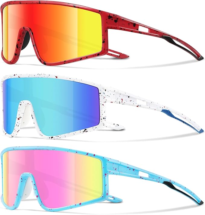 3 Pack Kids Sunglasses Youth Baseball Polarized Sun Glasses Sports Cycling Running for Boys Girls UV Protection