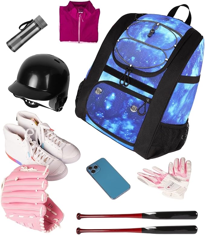 MATEIN Softball Bag, Lightweight Baseball Backpack with Shoe Compartment, Baseball Bag with Fence Hook for TBall Bat & Equipment, Softball Gifts Catchers Backpack for Women Fit Catcher’s Mitt, Helmet