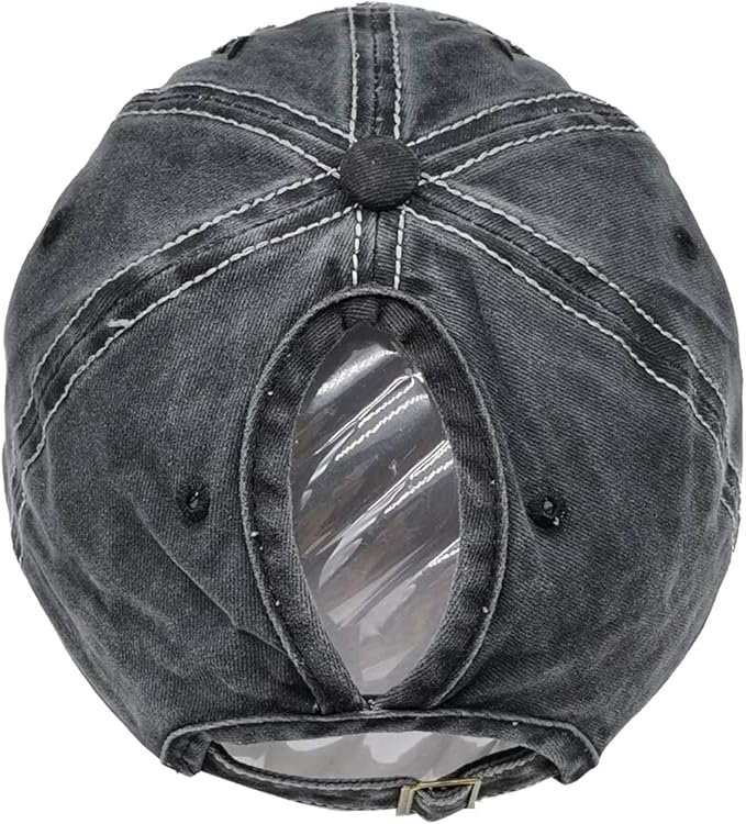 Women American Flag Ponytail Hat, Embroidery Adjustable Washed Distressed Messy Bun Baseball Cap …