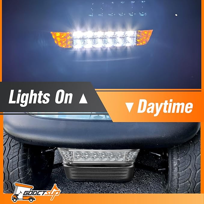 Club Car LED Headlight with Bumper, 12V Golf Cart LED Headlight for Club Car Precedent 2004-UP Electric Cart Models, Replace Precedent Head Light OEM# 102524801, 1025248-01
