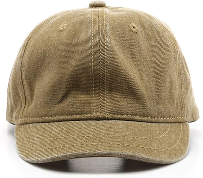 Short Brim Vintage Baseball Cap Adjustable Unstructured Washed Distressed Cotton Blank Dad Hat for Men & Women