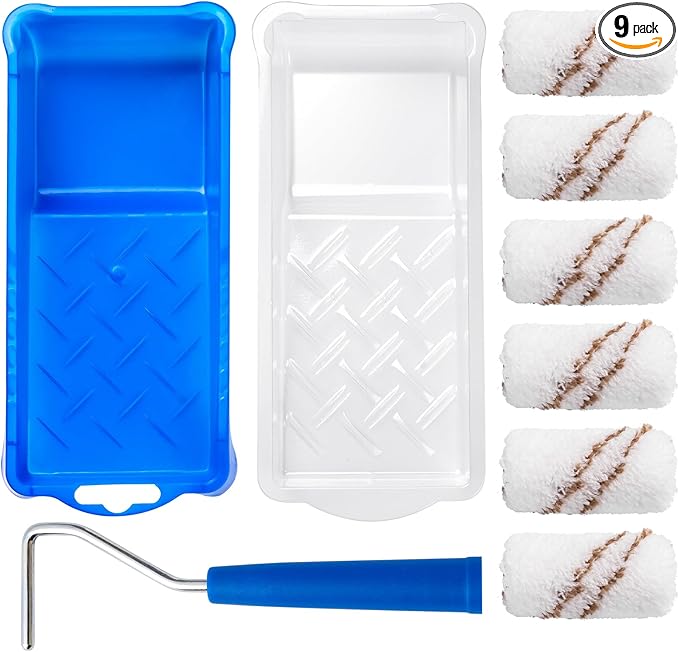 Mister Rui Paint Roller Kit, 9 Pack, 2 Inch Microfiber Paint Roller Covers by MisterRui
