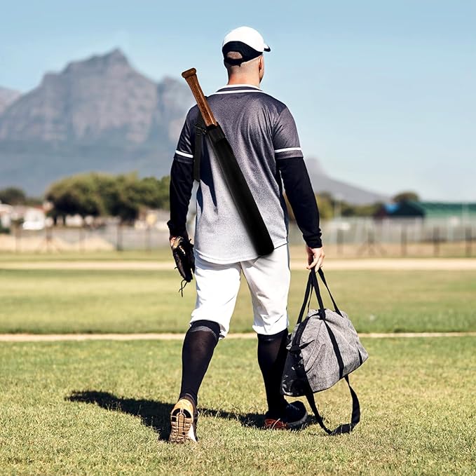 Tebery 6 Pcs Baseball Bat Sleeve, Softball Bat Warmer Bat Protector, Lightweight Bat Cover with Hook and Magic Sticker for Sport, Black Baseball Accessories Great for Storing and Protecting