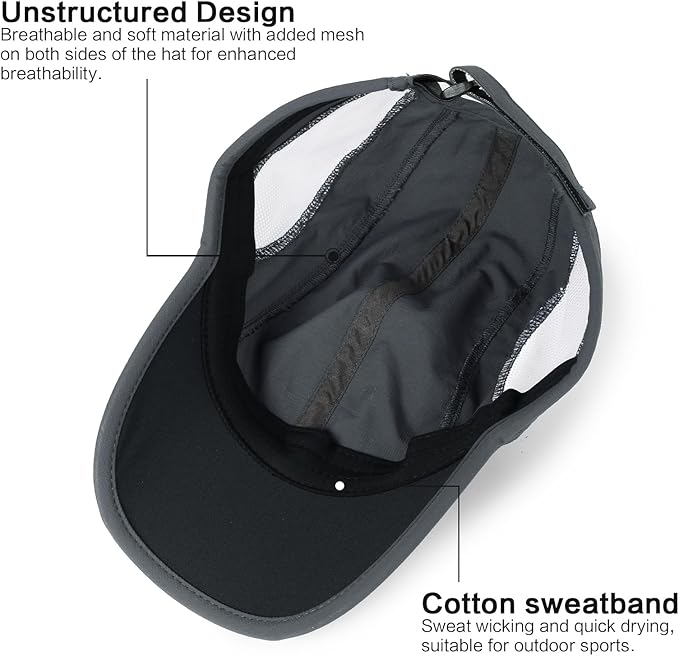 HH HOFNEN Quick Dry Baseball Cap Unstructured Running Cap Water-Resistant UPF 50+ Mesh Golf Sun Hats for Men Women