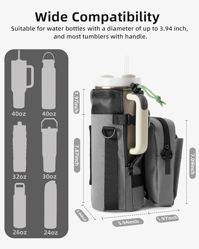 Nefeeko Magnetic Gym Bag, Water Bottle Holder with Phone Pouch, Adjustable Sling Strap, Detachable 2-in-1 Design, Gym Accessories for Men and Women, Water Bottle Bag for Fitness, Sports, Travel