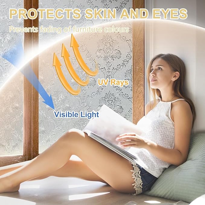 Window Privacy Film Decorative for Front Door, Bathroom Static Cling Stained - Image 4