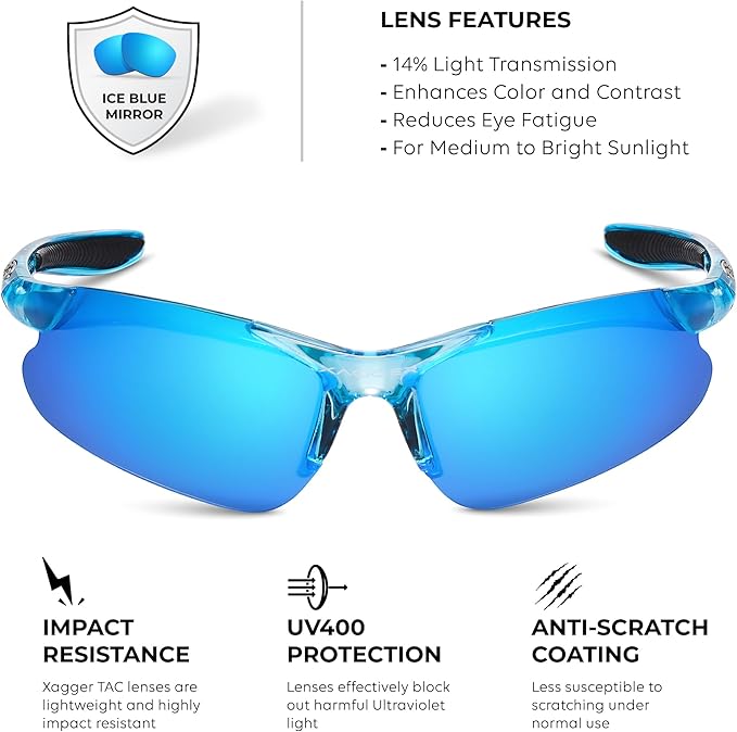 Xagger Kids Youth Polarized Sports Sunglasses for Boys Girls Baseball Softball Glasses TR90 Frame