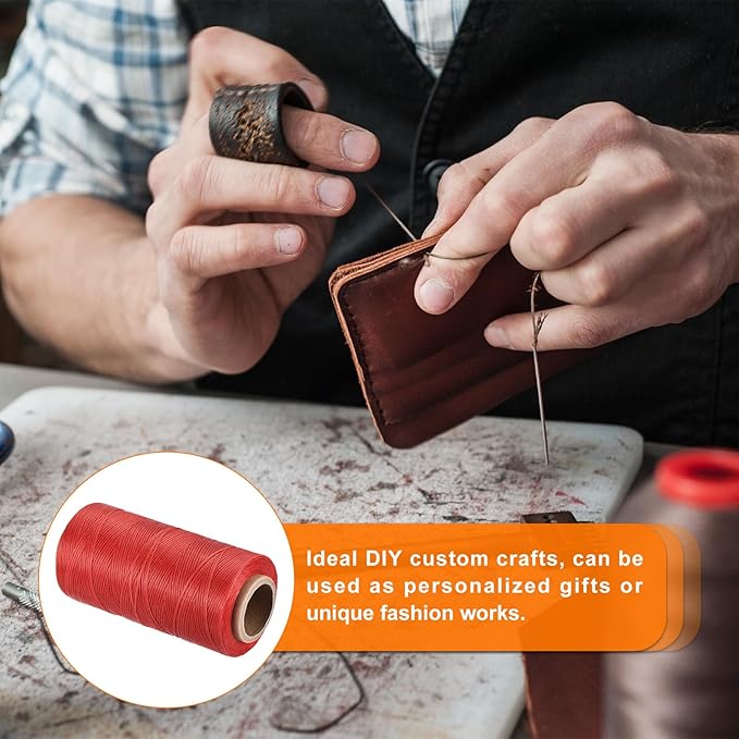 MECCANIXITY Waxed Thread, 284 Yard 0.8mm 150D Flat Wax Thread Polyester Waxed - Image 6
