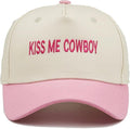 Two-Tone Cotton Baseball Cap with Embroidered Western Sayings - Adjustable Cowboy Style Hat for Men and Women