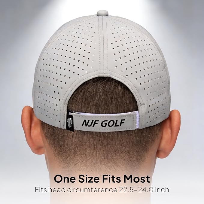 NJF Golf Hat Men - Breathable Mens Golf Hats, Adjustable Rope Hook and Loop Style Cap, Convenient Cap with Tee Holder