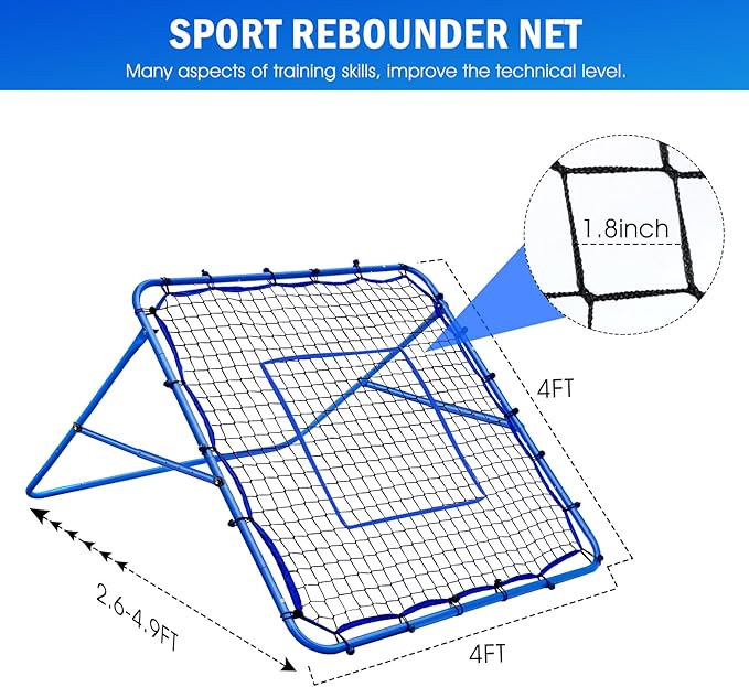 Volleyball Baseball Rebounder Net, Softball Rebounder Pitchback Net Quick Adjustments, Quick Adjustments Lacrosse Bounce Back Practice Equipment, Ideal for Outdoor Indoor and Backyard Training