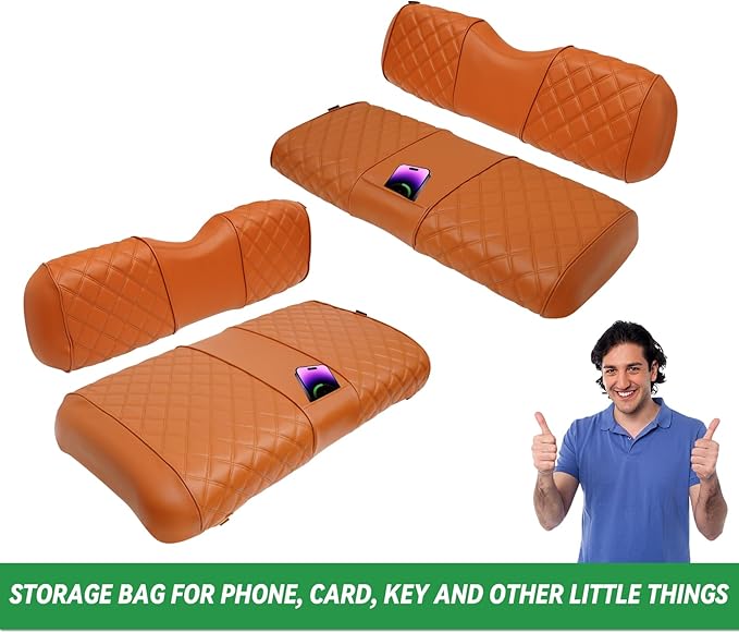 XUANYUDG0769 Golf Cart Front and Rear Seat Covers for EZGO TXT 1994-2013 OEM Ordinary Front Seat and Aftermarket Common Rear Seat Kits, No Stapler Vinyl Leather Diamond EZGO TXT Seat Covers