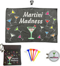 Giggle Golf Martini Par 3 Pack for Women, Microfiber Waffle Weave Golf Towel, Tee Bag with Tees and Bling Ball Marker with Magnetic Hat Clip (Martini Madness)