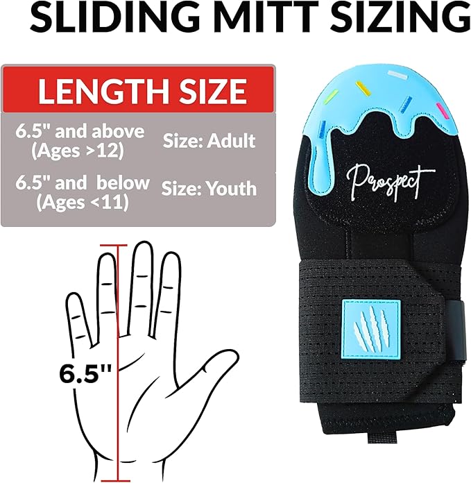 Baseball Sliding Mitt - Youth and Adult Sizes - Drippy Accessory Gingerbread Man, Ice Cream, Miami Color, Left & Right Hands, Hand and Wrist Protection