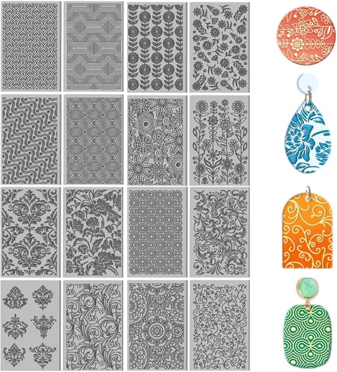 CHGCRAFT 16 Sheets Artistic Flowers Clay Texture Mat Geometric Pattern Polymer - Image 8