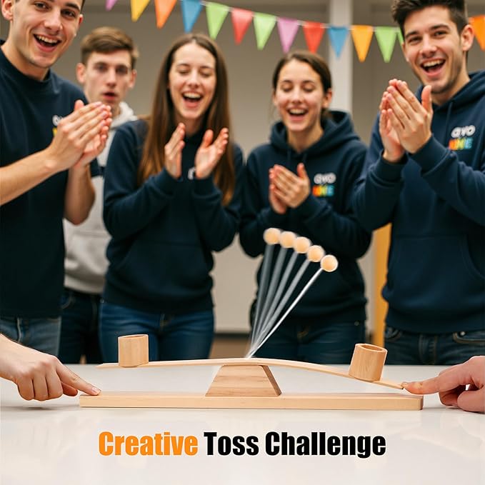 Ring Toss Game, Portable Wooden Tabletop Game - Image 2
