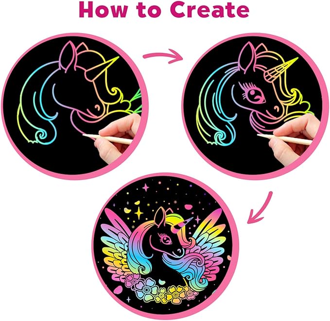 ZMLM Scratch Art Crafts Girls Gifts, 60 Rainbow Scratch Paper Art Gifts - Image 6