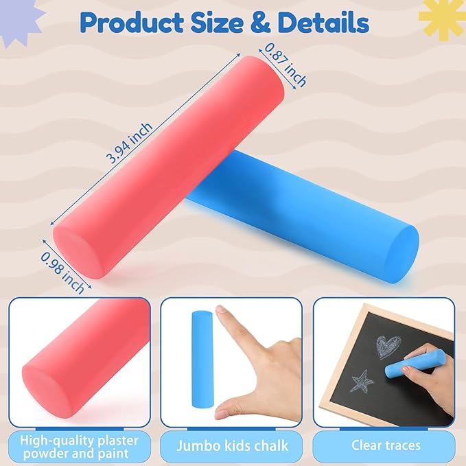 Fulmoon 40 Pcs Jumbo Sidewalk Chalk - Image 2