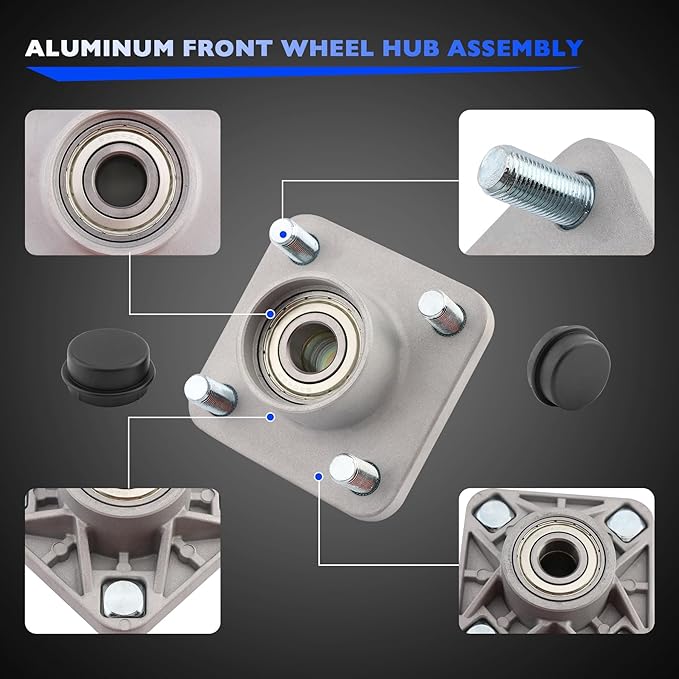 Club Car Precedent Front End Repair Kit with King Pin & Bushings, Wheel Hub, and Bearings, for 2004+ Club Car Golf Cart Models, Deluxe Set Replaces 102357701
