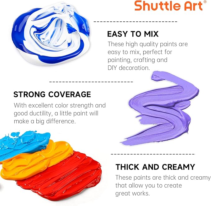 Shuttle Art Acrylic Paint Set, 36 Colors Acrylic Paint - Image 4