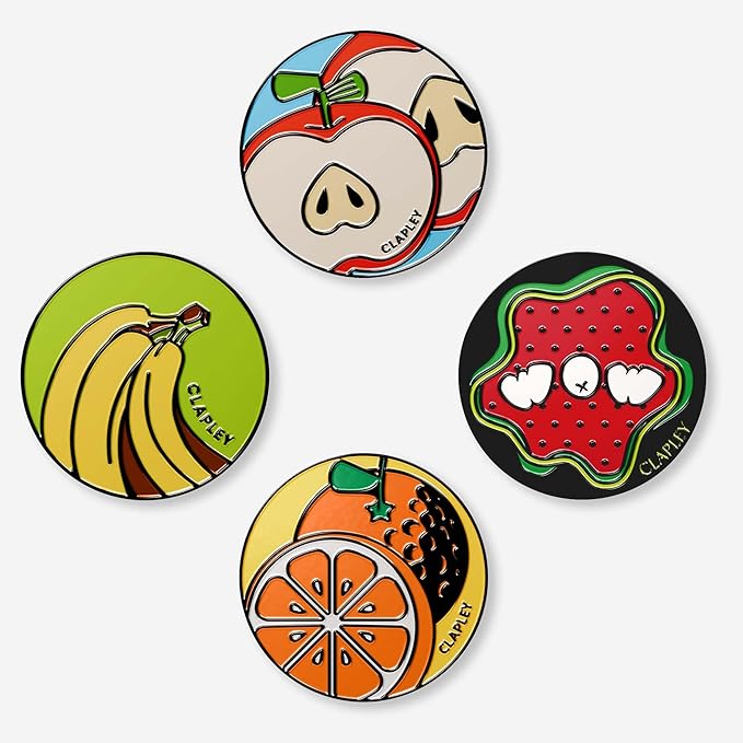 Clapley Ball Markers, Premium Gift Box Set for Golfer, 4pcs Stainless Steel & Oven-Cured Enamel, Eye-catching & Easy to spot, Pair with Magnetic Glove & Clip