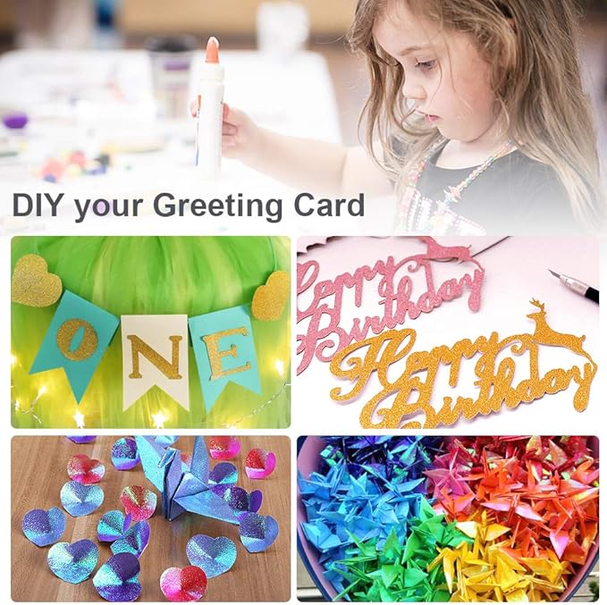 UCEC 50 Sheet Shiny Origami Paper 10 Colors Square Iridescent Origami Paper - Image 2