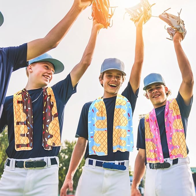 Breling 12 Pcs Baseball Cream Drip Cooling Towels 40"x12" Baseball Drip Cooling Towels Microfiber Sweat Absorbent Rags Sport Team Gifts for Coach Team Appreciation Gifts Sport Party Goodie Favors