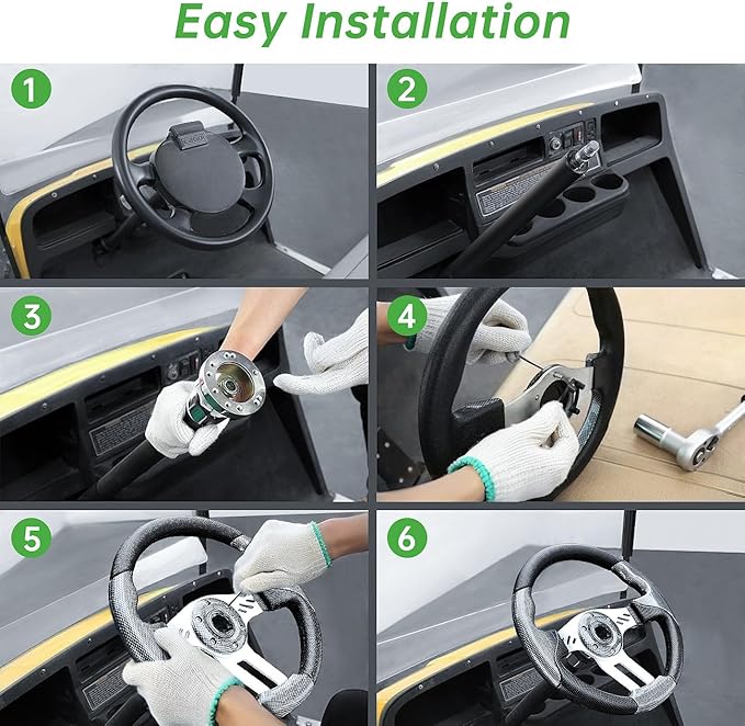 10L0L Golf Cart Steering Wheel, Generic of Most Golf cart EZGO Club Car Yamaha (style1 Gray)