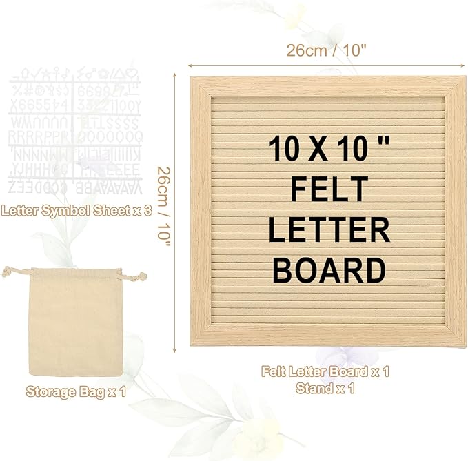 PATIKIL Felt Letter Board, 10x10Inches Khaki Wooden Changeable Message Board - Image 2