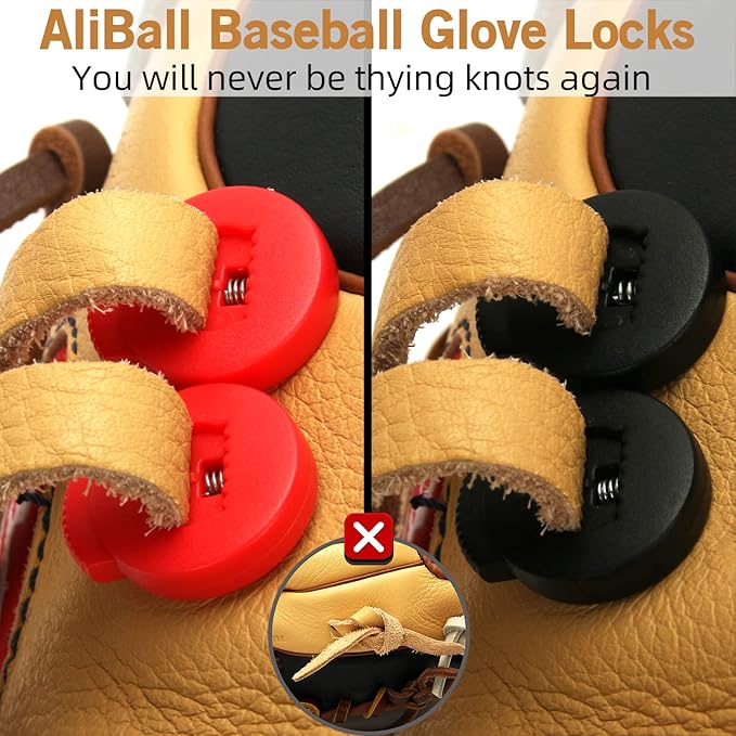 AliBall Glove Locks Baseball, Glove Lace Locks 8 Pack, Never Need Thying Knots Again, Fits All Baseball and Softball Gloves