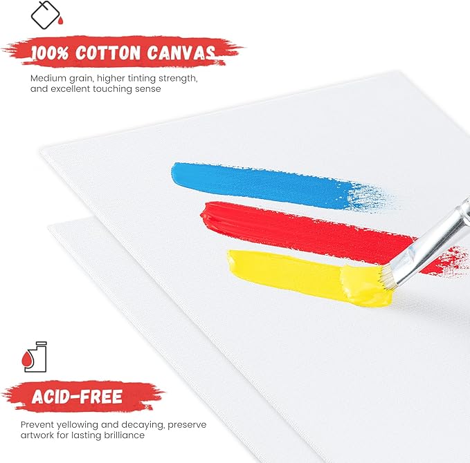 Simetufy 12 Pack 9 x 12 inch Canvas Boards - Image 3