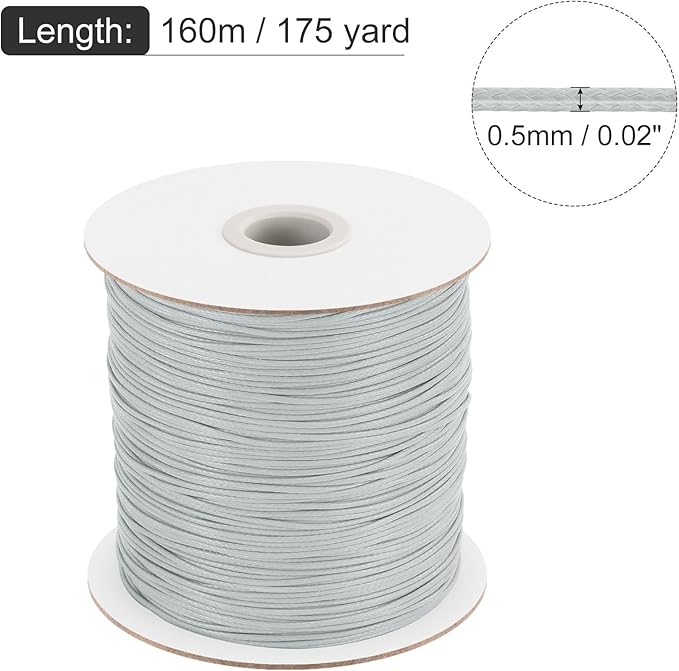 MECCANIXITY Waxed Cord 0.5mm Waxed Polyester Cord 175 Yard Wax String - Image 2