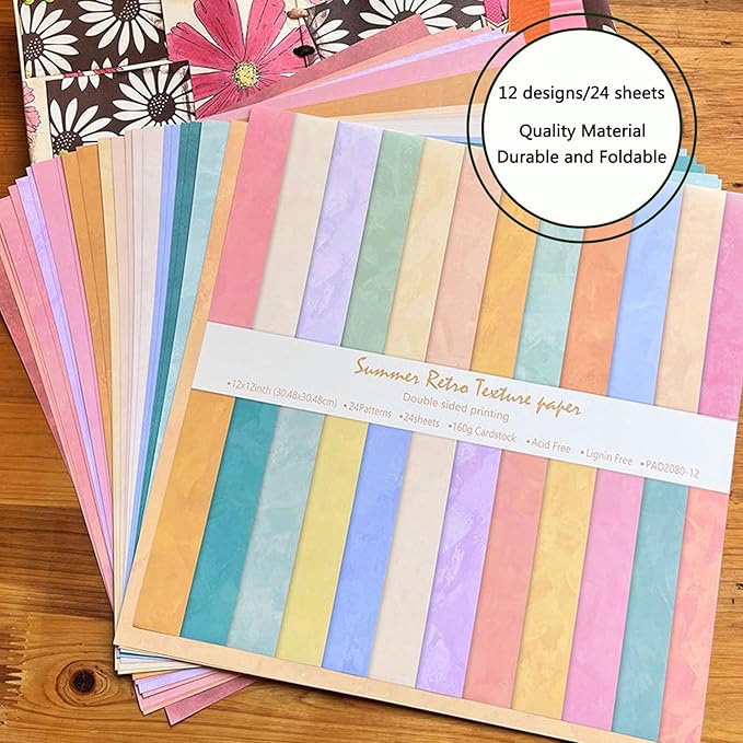 Scrapbook Paper 12x12 Brown, 24 Sheets/24 Designs Double-Sided Bohemian - Image 5