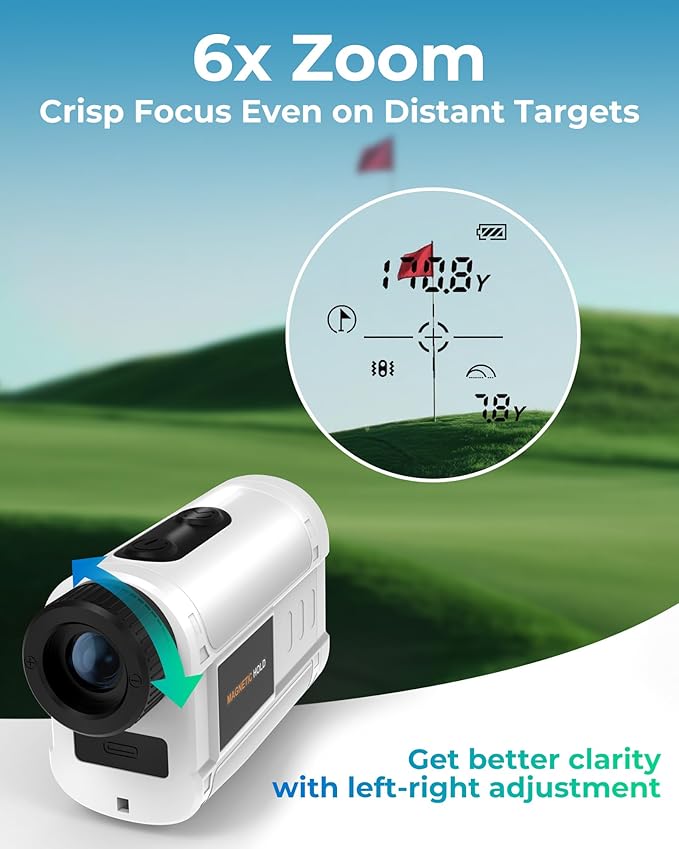Golf Rangefinder with Slope, CIGMAN 1312 Yards Range Finder Golf, External Color Display, Flag Lock Vibration, 6X Magnification, Rechargeable Laser Range Finder with Magnetic, Ideal Golf Accessories