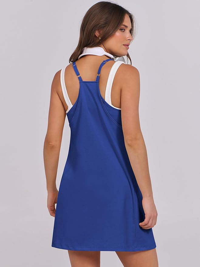 ANRABESS Women Summer Dress 2026 Beach Vacation Outfits Tennis Athletic Workout Romper Dress Built in Shorts Travel Clothes