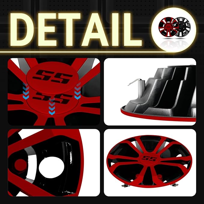 Golf Cart SS Wheel Covers Hub Caps for EZGO Club Car Yamaha, 8 inch Golf Cart Hub Caps, Set of 4 Wheel Covers