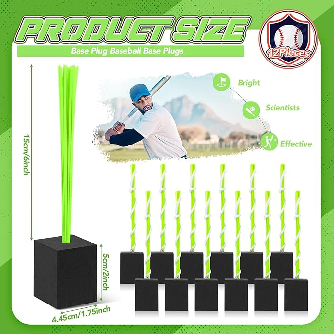 Shappy 12 Pieces Baseball Base Plugs with Tassel Heavy Duty Anchor Plugs for Baseball Field and Softball Accessories
