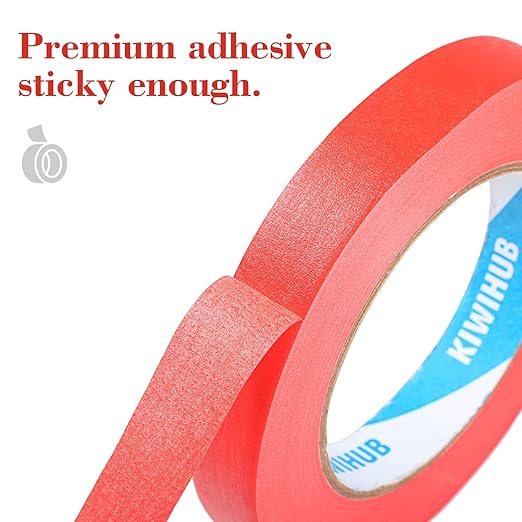 Red Painter's Tape, 1 inch x 60 Yards x 10 Rolls - Image 4