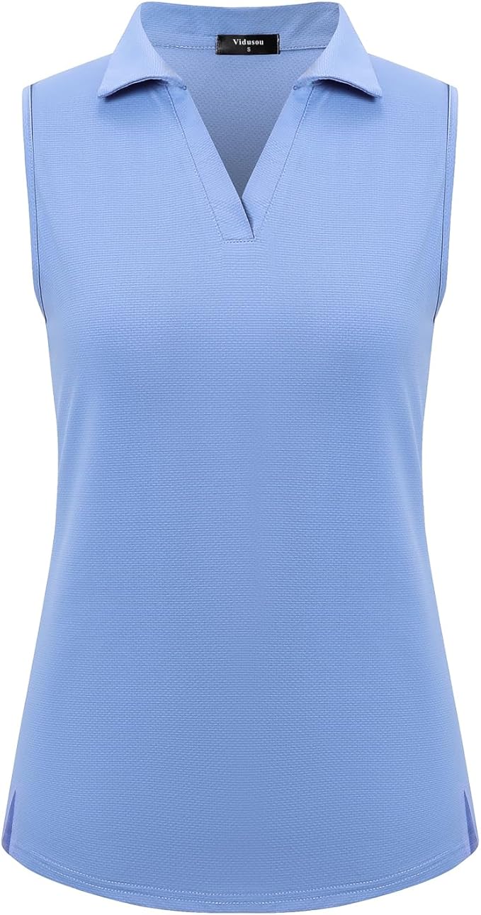 Womens Sleeveless V Neck Golf Polo Shirts