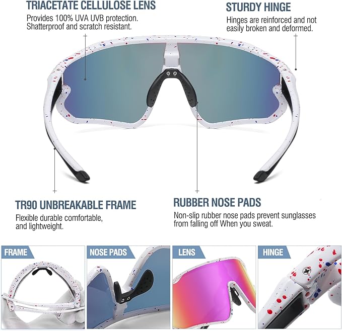 DUCO Kids Sunglasses Youth Baseball Sun Glasses Lightweight TR90 Frame UV400 Sports Cycling Shades for Boys Girls DK268