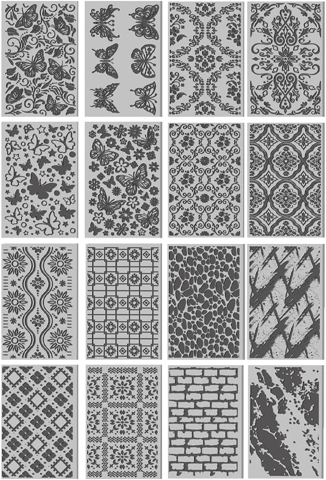CHGCRAFT 16 Sheets Flower and Butterfly Clay Texture Mat Vintage Pattern - Image 8