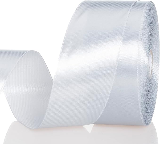 1 1/2 Inch Silver Solid Satin Ribbon, 50 Yards Craft Fabric Ribbon by YASEO