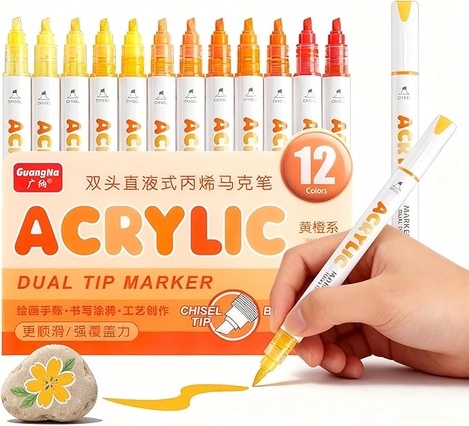 kander 12 Colors Dual Tip Acrylic Paint Markers, Coloring on Wood, DIY Crafts by Unknown