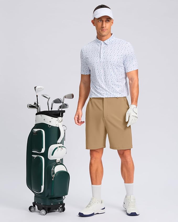 Pudolla Men's Casual Shorts 7"/9"/5" Lightweight Golf Shorts with 3 Pockets Stretch Quick Dry Comfy Work Shorts