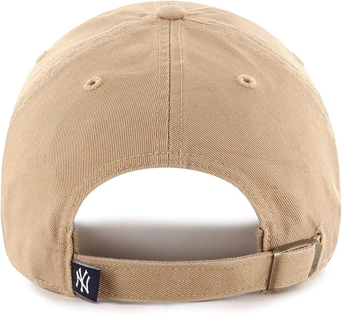 47 Brand MLB Khaki White Primary Logo Clean Up Adjustable Strap Baseball Dad Hat Cap, Adult One Size Fits All