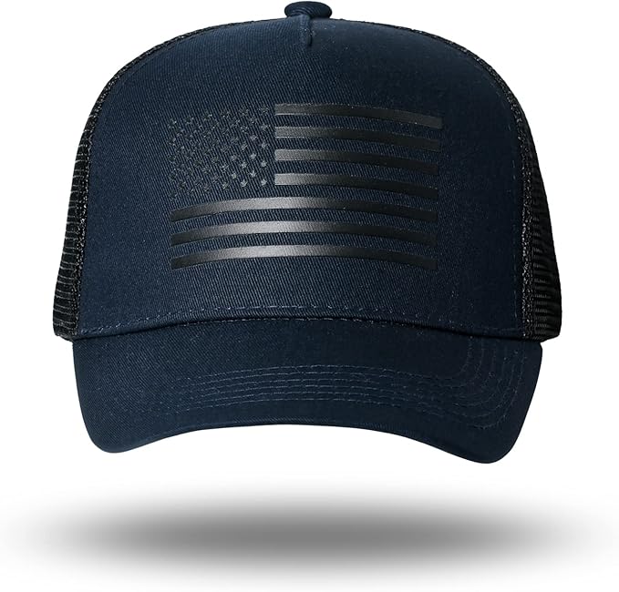 American Flag Trucker Hat - Snapback Hat, Baseball Cap for Men Women - Breathable Mesh Side, Adjustable Fit - for Casual Wear