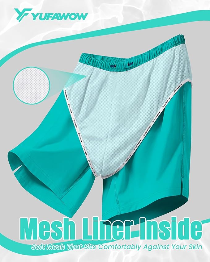 9 Inch Men Swim Trunks with Mesh Lining Quick Dry Breathable Pockets for Summer Beach Cruise Water Park Gym Running
