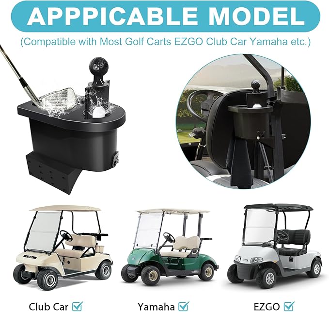 Golf Cart Ball Washer and Club Cleaner Kit, Golf Ball Cleaner and Club Head Washer with Golf Towel, Universal Golf Ball Washer Cleaner for EZGO, Club Car, Yamaha, Advanced EV, Star EV