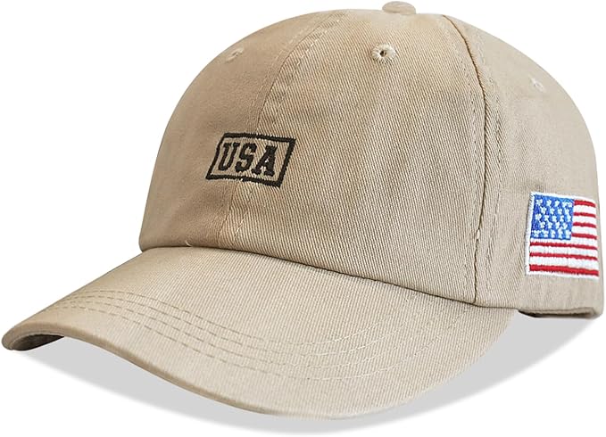 American Flag Patriotic Baseball Cap | Embroidered USA Flag 100% Cotton Adjustable Hat for Men & Women